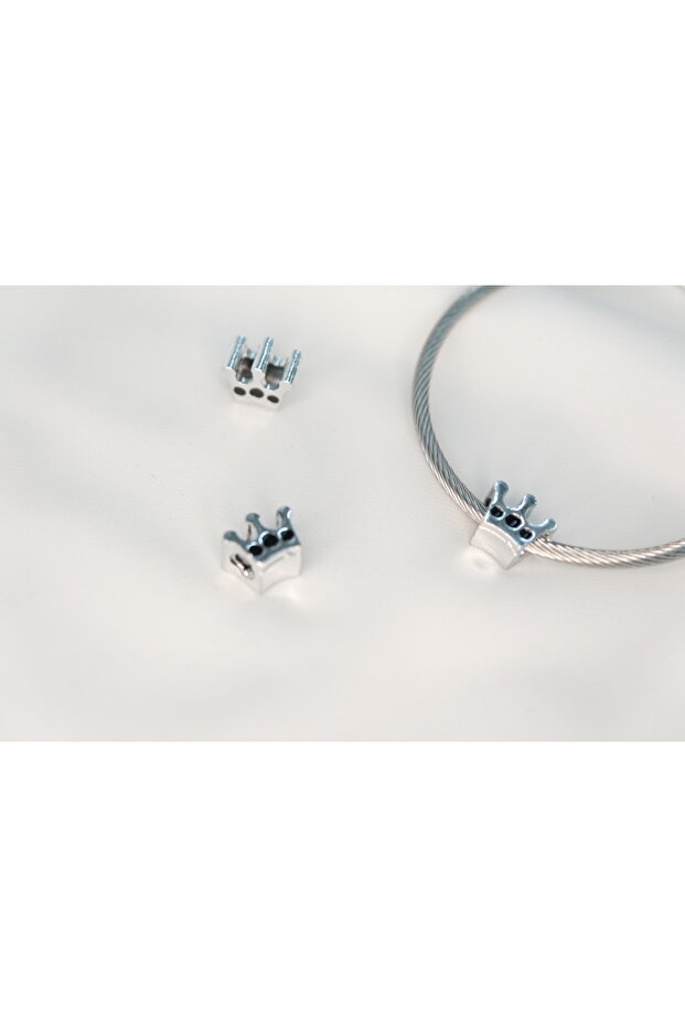 Crown Figured Stainless Steel Charm