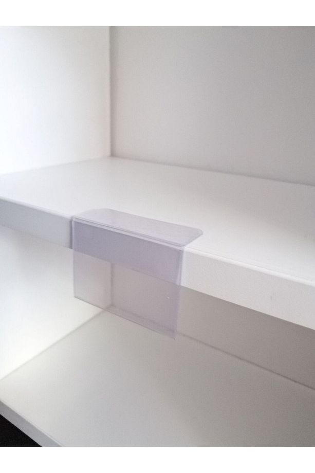 50 Adet PVC Yapışkanlı Etiketlik Dik Açılı 6x4 cm Raflar için Etiketlik Etiket Cebi Ürün isimlik - 2