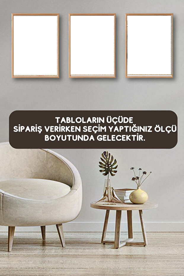 Minimalist MDF Tablo 3lü Tablo Seti Siyah Çerçeveli Duvar Tablosu Salon Duvar Tabloları Ahşap Tablo - 4