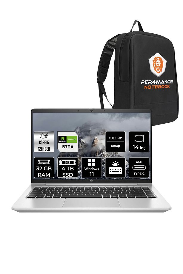 ProBook 440 G9 Intel Core i5 1235U 32GB 4TB SSD MX570A/2GB 14" FHD W11P & PER4 Çanta - 1