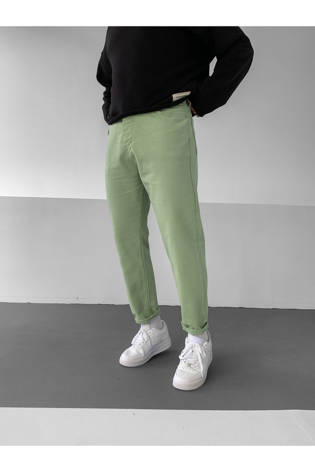 Yeşil Basic Boyfriend Pantolon - 1
