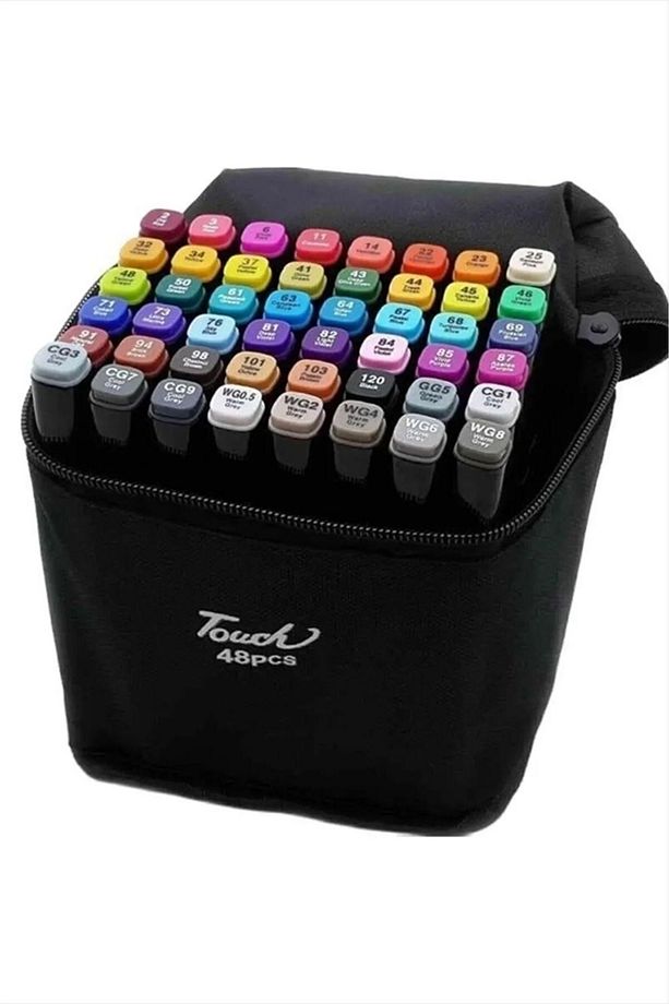 48 Renk Marker Resim Mimari Ve Grafik Tasarım Kalemi 48 Lİ Çift Taraflı Marker Keçeli Kalem Seti - 1