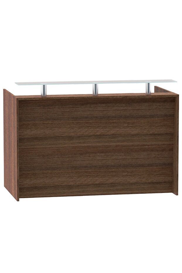 Modern Reception Desk White with Glass Top Desk Office Reception Table - 160Cm (Dark Brown)