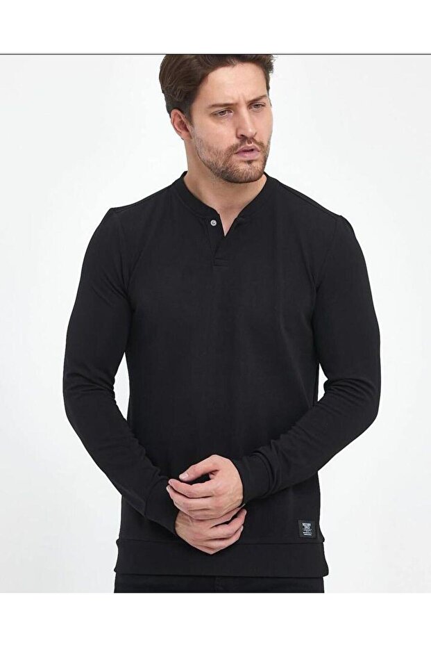 Hakim Yaka Düğmeli Sweatshirt - 3