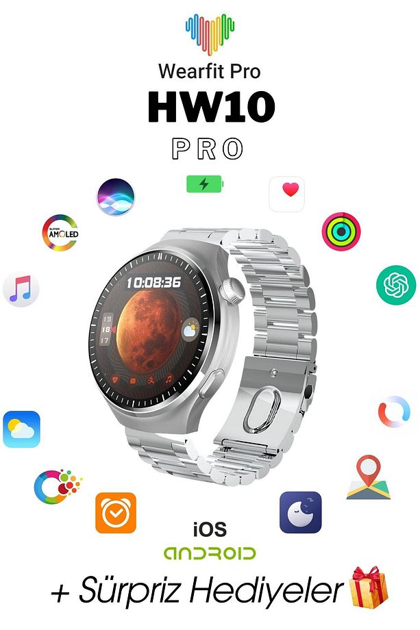 HW10 Pro 1.52 İnç 38 mm Yuvarlak Amoled Ekran Yapay Zeka Destekli Akıllı Saat - 1