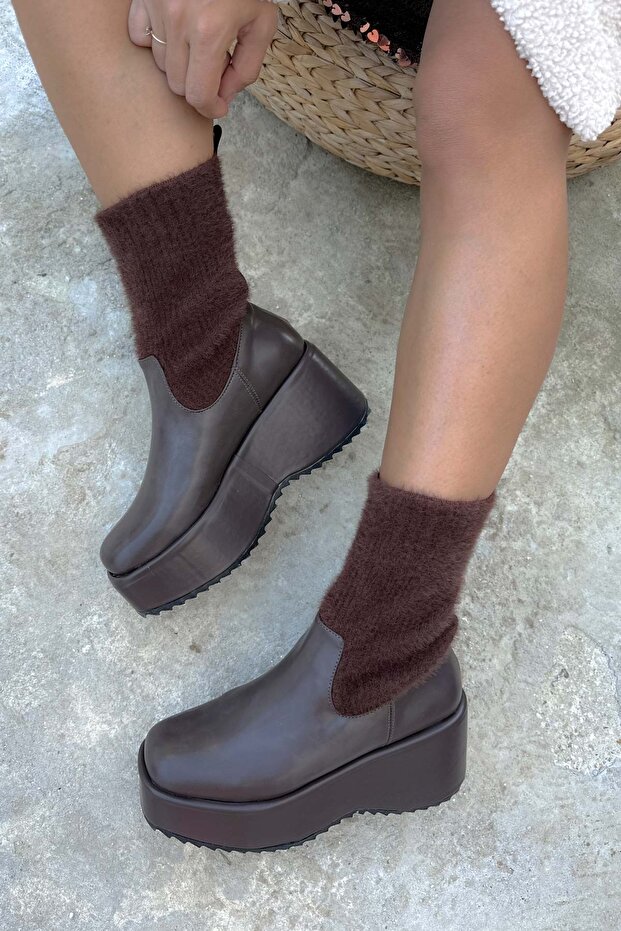 Glumb Acı Kahve Triko Strech Kadın Bot - 3