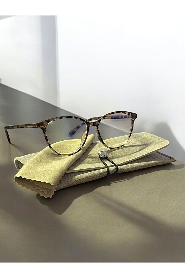 Uv400 Protected - Leopard Patterned Unisex Transparent Blue Blue Block Glasses