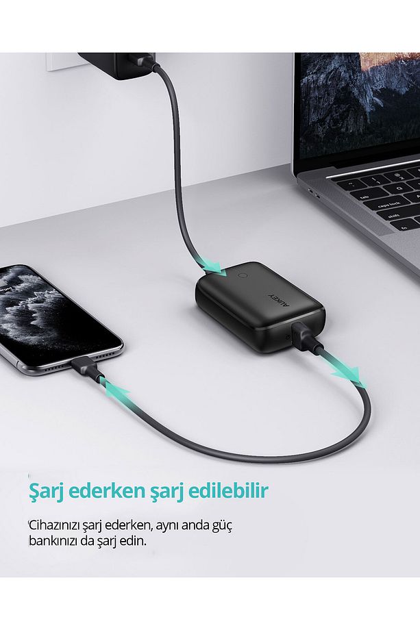 PB-N83S-BK 22.5W SCP, 18W PD ve QC 3.0 10000 mAh PD Mini Type-C Powerbank - 7
