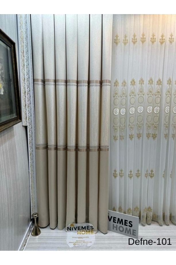 Nivemeshome Defne Vizon Ft614166 V-101 1/3 Sık Pileli Fon Perde Apm - 3