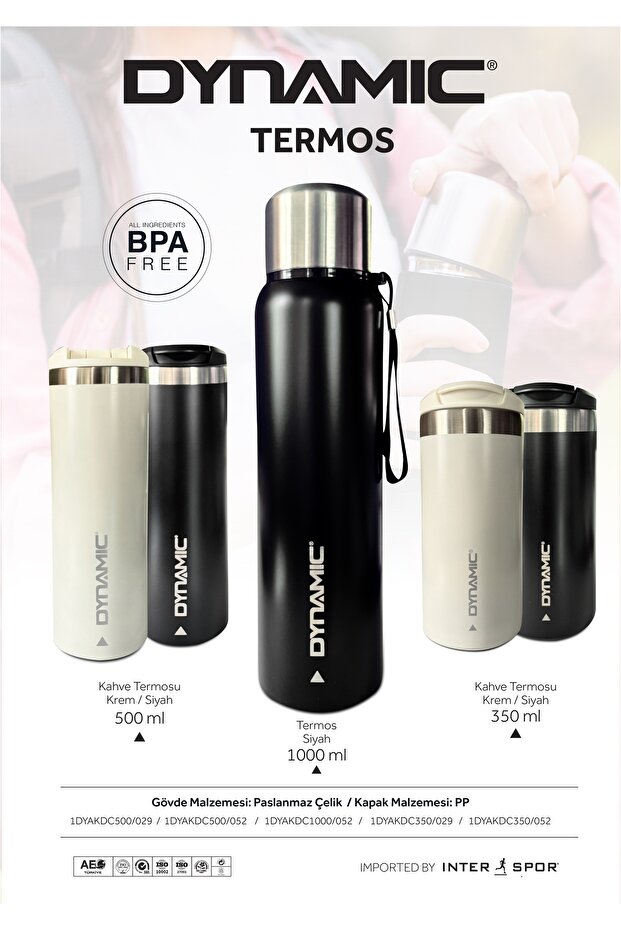 Paslanmaz Çelik Termos  500ML Siyah/Krem 2 Renk Seçeneği - 3