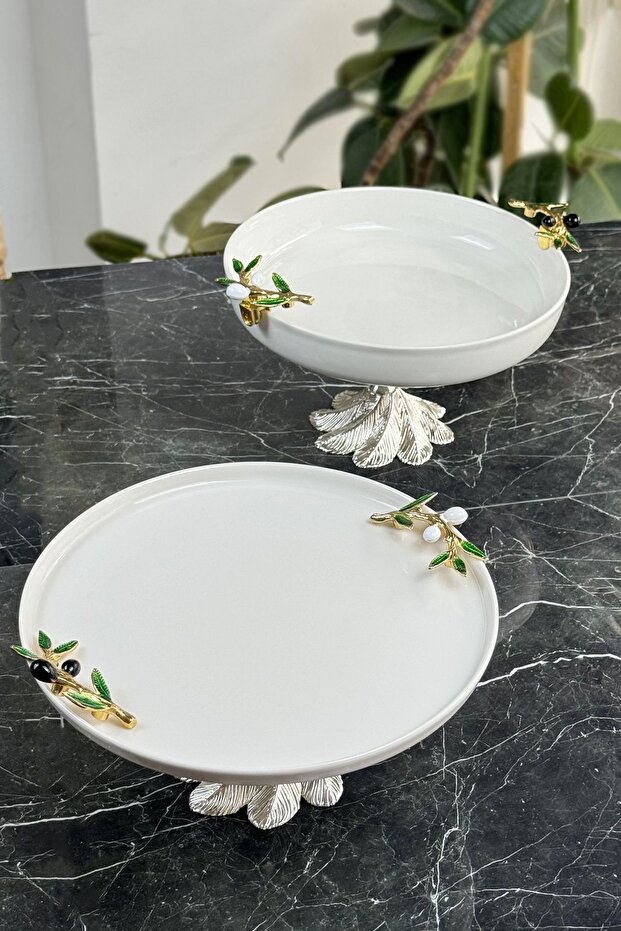 Zeytin Model Porcelain Plate Tableware & Presentation & Fruit Bowl & Dessert Serving Set