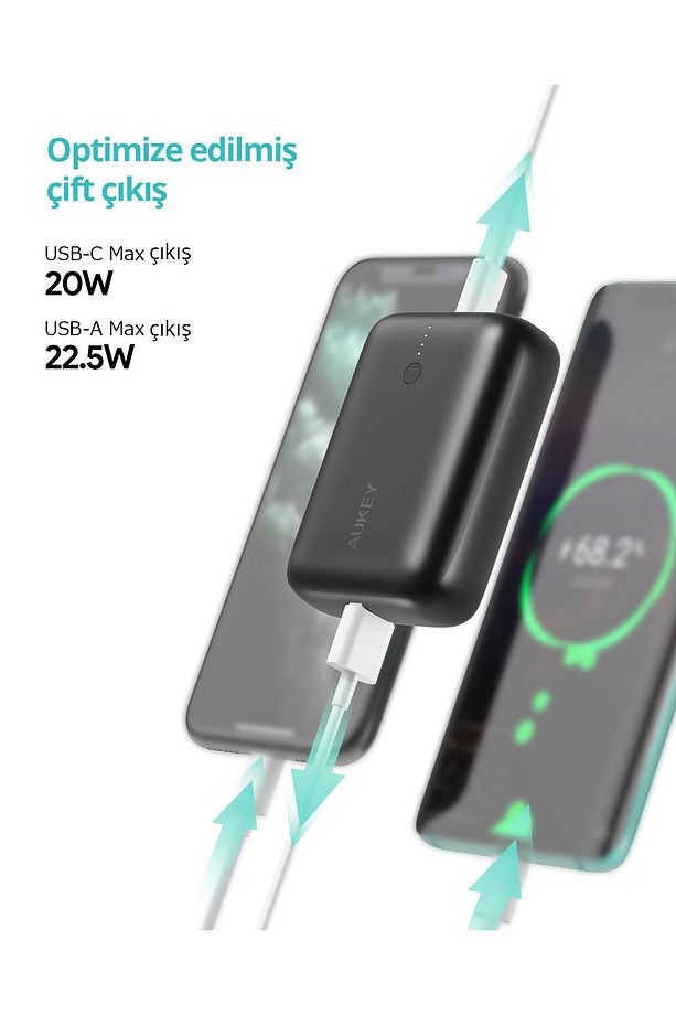 PB-N83S-BK 22.5W SCP, 18W PD ve QC 3.0 10000 mAh PD Mini Type-C Powerbank - 5
