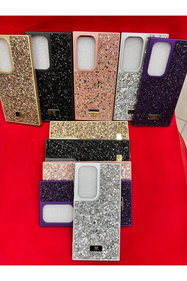 Samsung Galaxy S23 Ultra Compatible Glitter Full Stone Silicone Phone Cover (Case) Silver