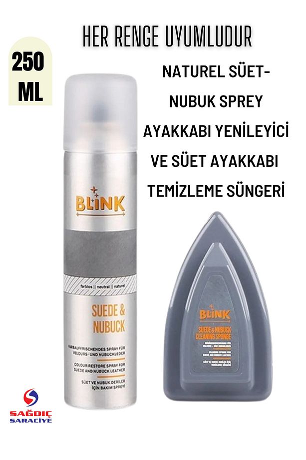 Süet Nubuk Sprey 250 Ml ve Süet Temizleme Süngeri Süet Temizleme Seti - 1