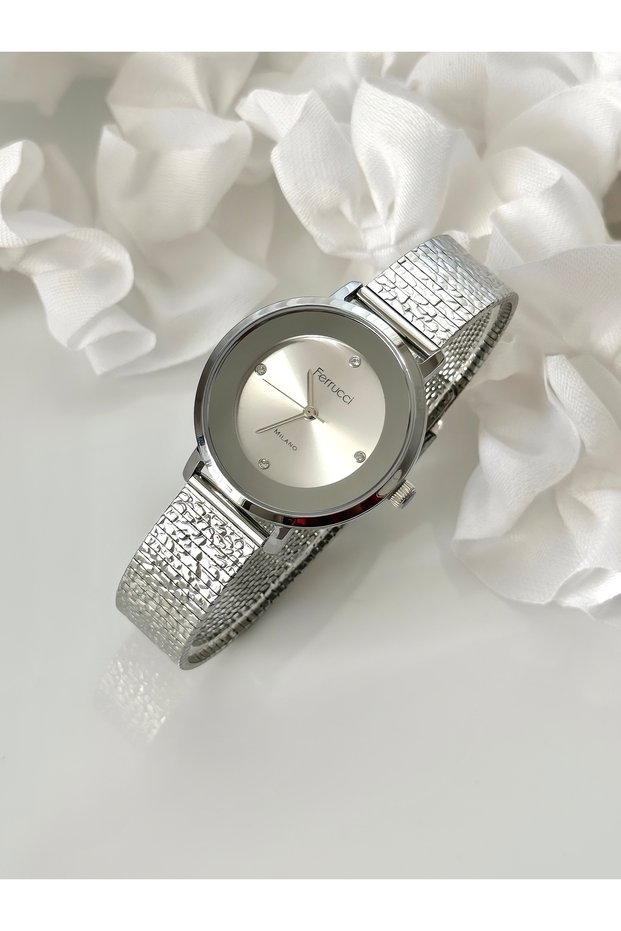 Ferrucci̇-(Silver Color) Women's Wrist Watch with Strawband