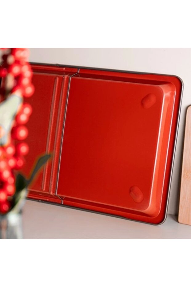 صينية فرن حمراء قابلة للتوسيع 37 سم. - 5