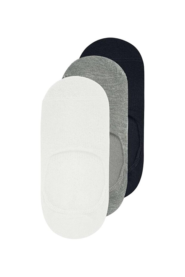 3 Pack White/Gray/Black Bamboo Silicone Plain Women'S/Men's Ballerina Socks