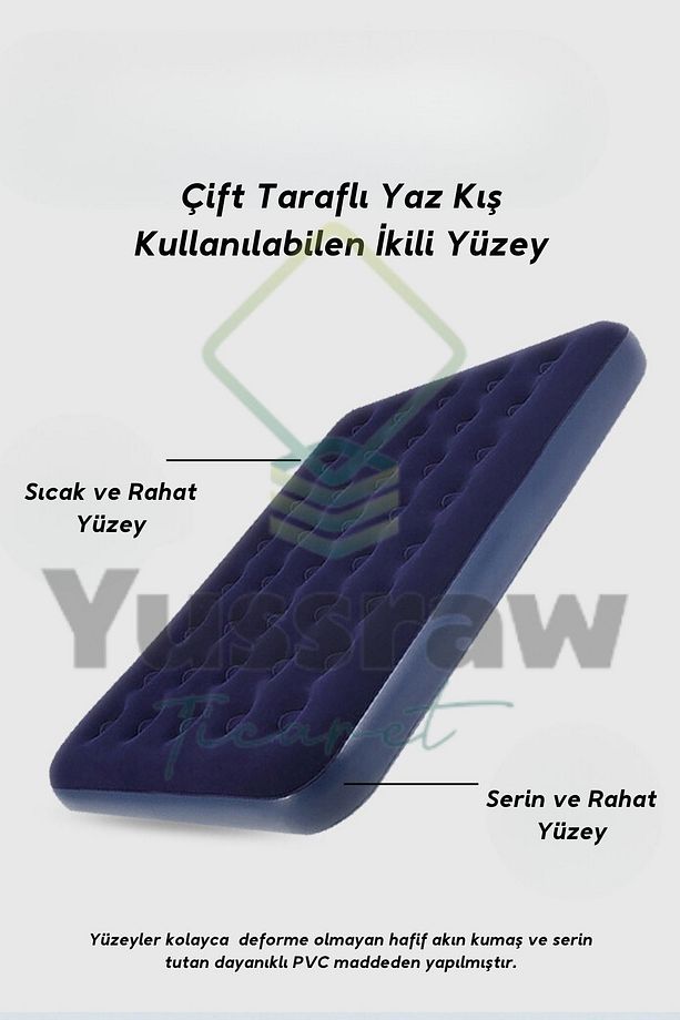 şişme kamp yatağı Çift Kişilik Şişme Yatak Pompa Ve 2 Yastık Dahil - 7
