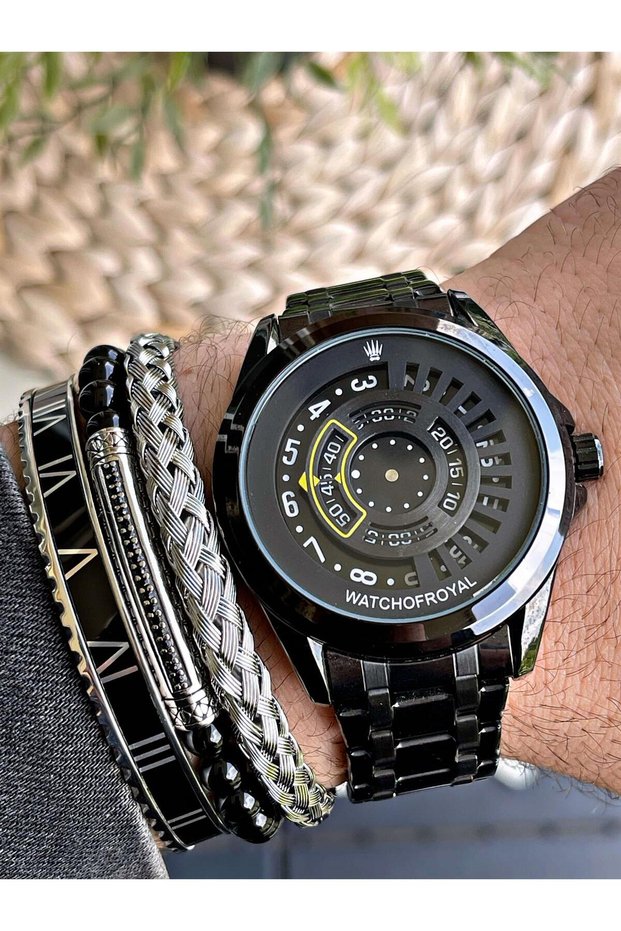 Yellow Black Unisex Wristwatch with Steel Cord 316l Steel Case, Hardlex Mineral Glass, 3atm Speedmaster