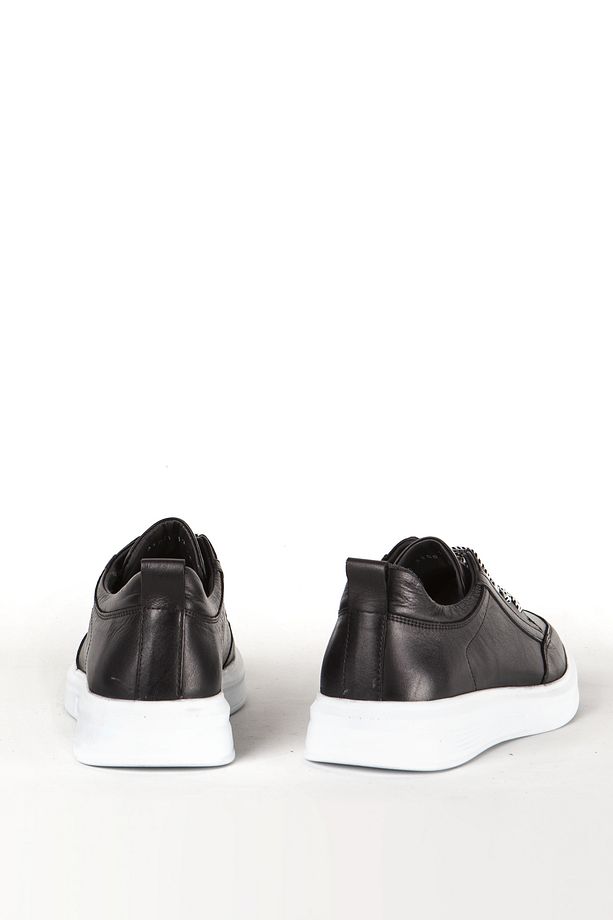 Erkek Kalın Taban Bağcıklı Günlük Sneaker Gerçek Deri Mc 17253 Siyah - 3