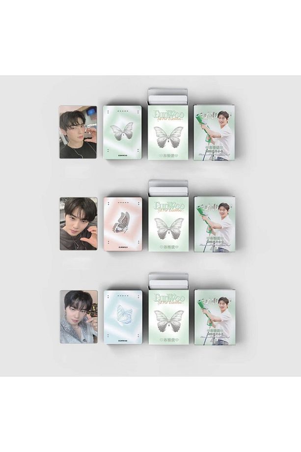 Cha Eun-woo Çift Yön Baskılı Hologramlı / Lomo Card Seti - 3