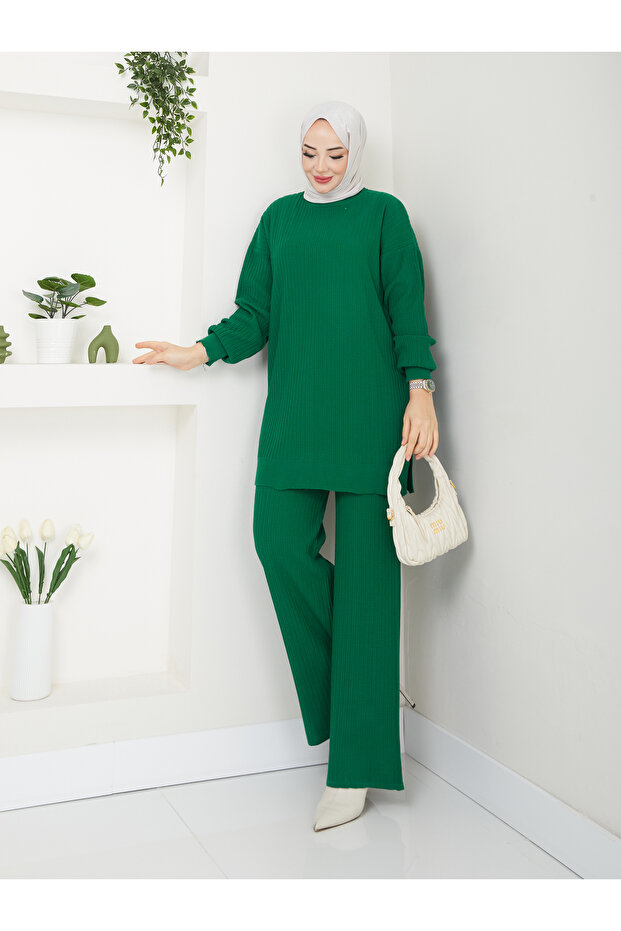 Wonderful Knitted Ribbed Knitwear Comfortable and Stylish Double Set