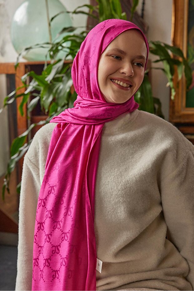 Yün Kaşmir Şal Fuşya Pembe - 4