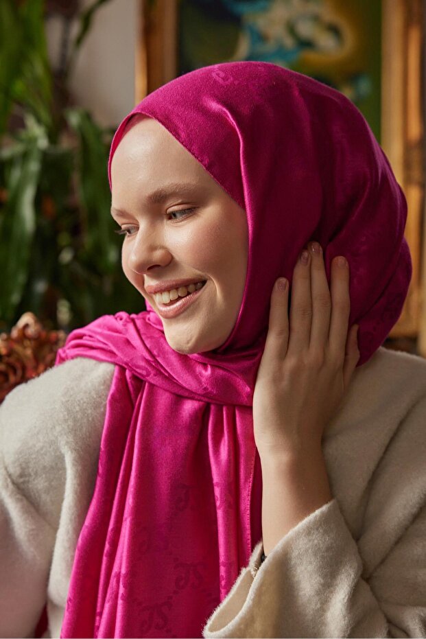 Yün Kaşmir Şal Fuşya Pembe - 3