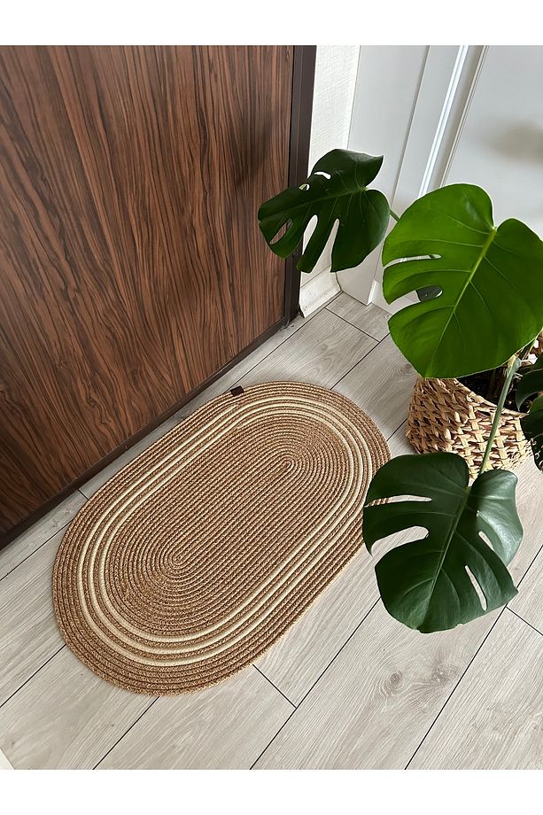 Jüt, Hasır Desenli Kapı Önü, Paspas, Banyo Paspası, Balkon Paspası Hasır Halı, jüt Paspas - 4