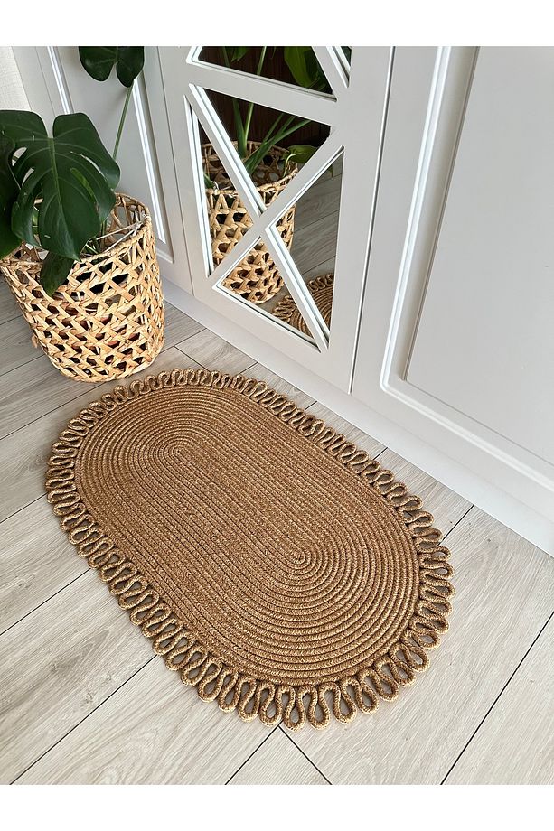 Jüt, Hasır Desenli Kapı Önü, Paspas, Banyo Paspası, Balkon Paspası Hasır Halı, jüt Paspas - 5
