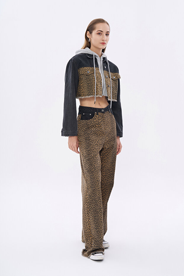 Beige Leopard Patterned Trousers - 3