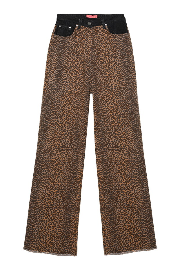Beige Leopard Patterned Trousers - 2