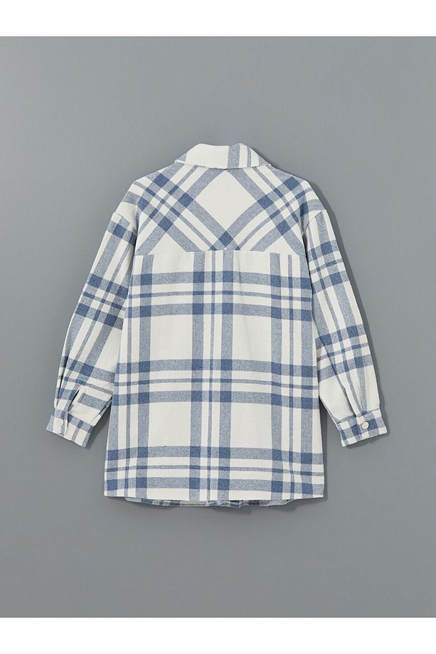 Ekose Oversize Kadın Gömlek Tunik - 7