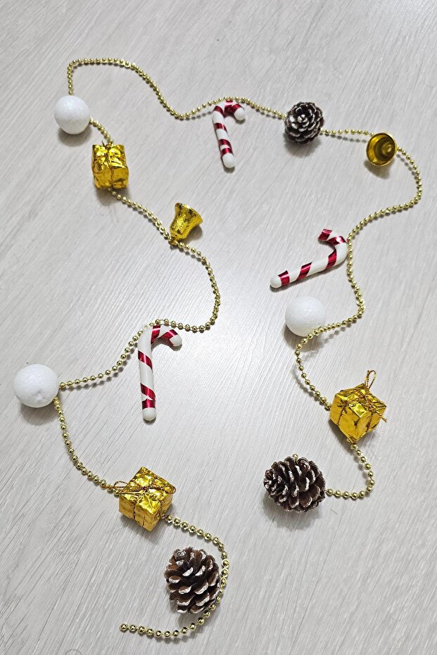 Christmas Tree Ornament Chain Ornament 150cm Pine Cone Candy Cane Gift Package Bell Christmas Tree Ornament Chain