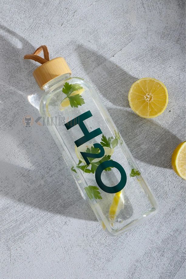 Bambu Kapaklı Borosilikat Cam Matara 800 ML - 5