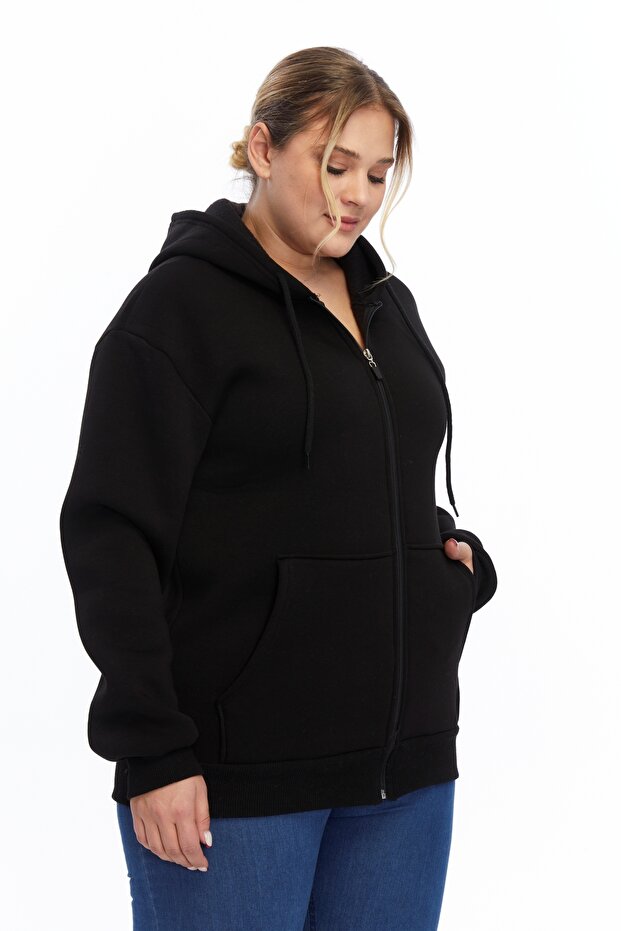 Kapşonlu Fermuarlı Sweatshirt - 5