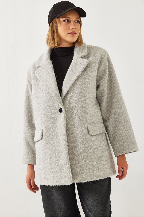 Kadın Oversize Geniş Kaşe Kaban 2602 60261005 - 4