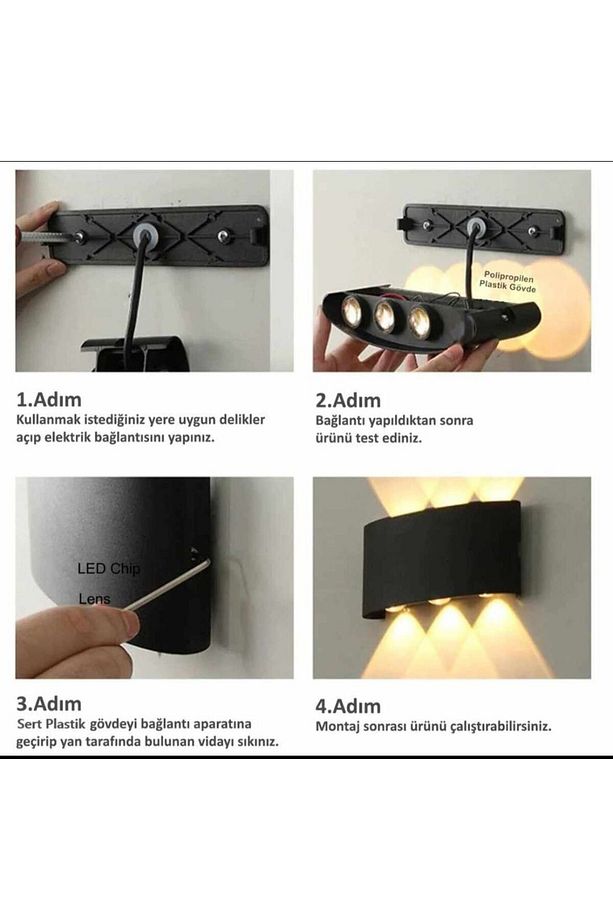 8011 10w Led Aplik Aydınlatma Çift Taraflı Led Dekoratif Duvar Aplik Suya Ve Toza Karşı Dayanıklı - 8