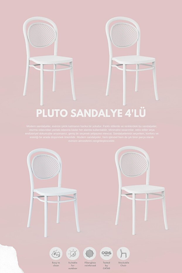 PLUTO LÜX CAFE &  RESTAURANT  SANDALYESİ 4 Lü Set - 1