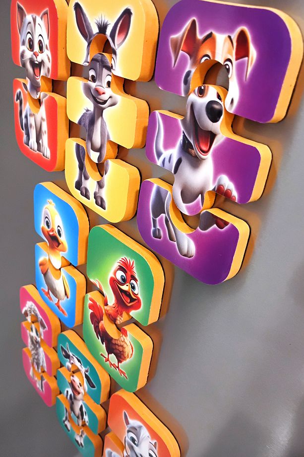 Çiftlik Hayvanları Mıknatıslı Yapboz 8 Adet 2-3 Parçalı Magnet Puzzle 2 Yaş - 5