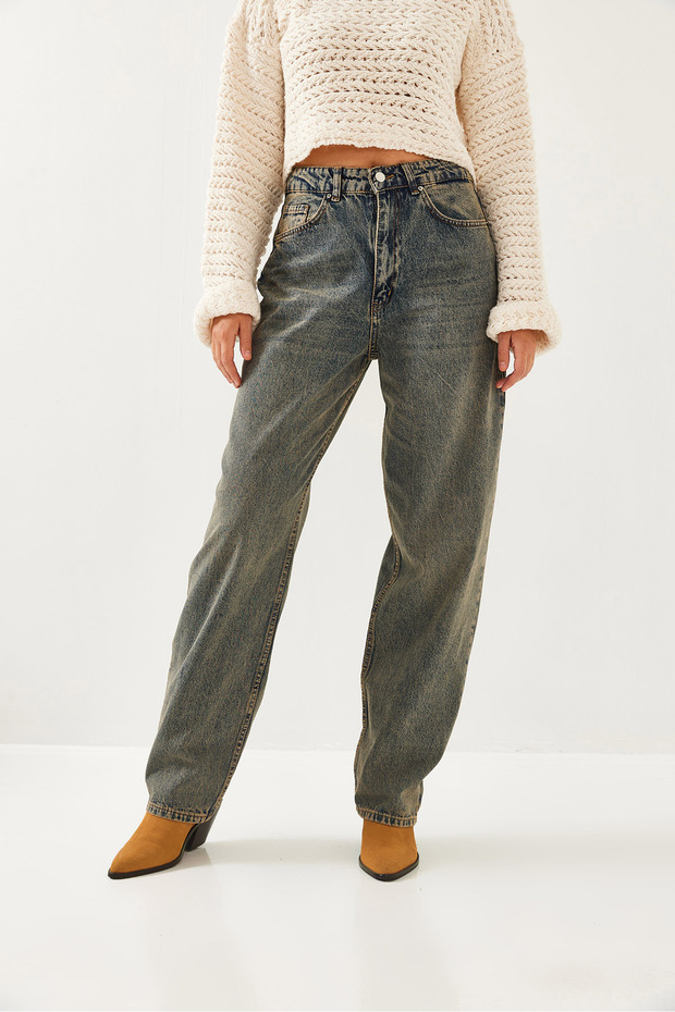 Kadın Yıkamalı Denim Pantolon 487 60351098 - 3