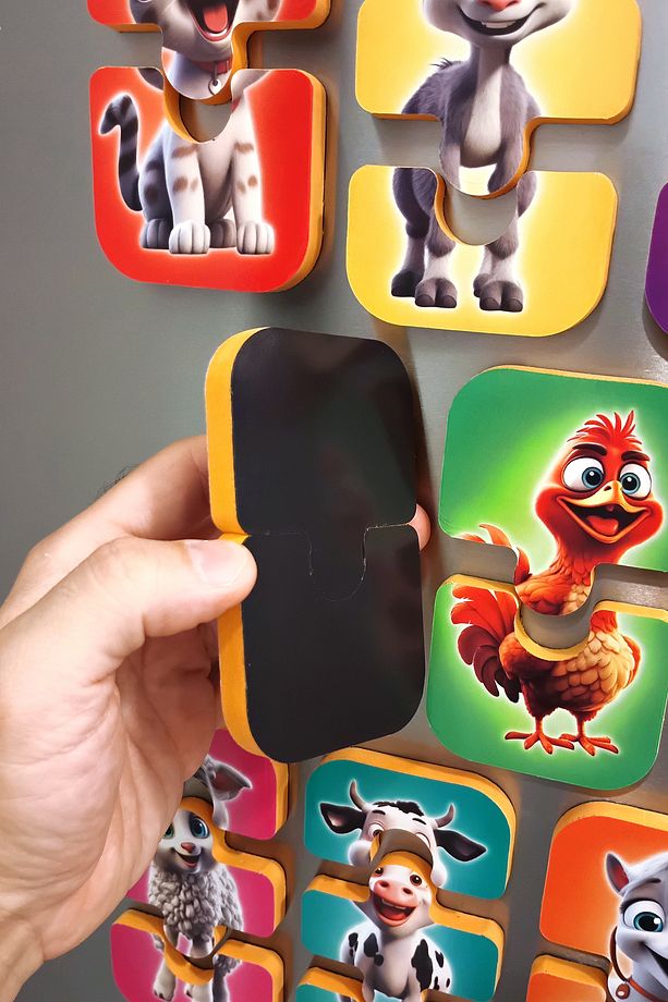 Çiftlik Hayvanları Mıknatıslı Yapboz 8 Adet 2-3 Parçalı Magnet Puzzle 2 Yaş - 7