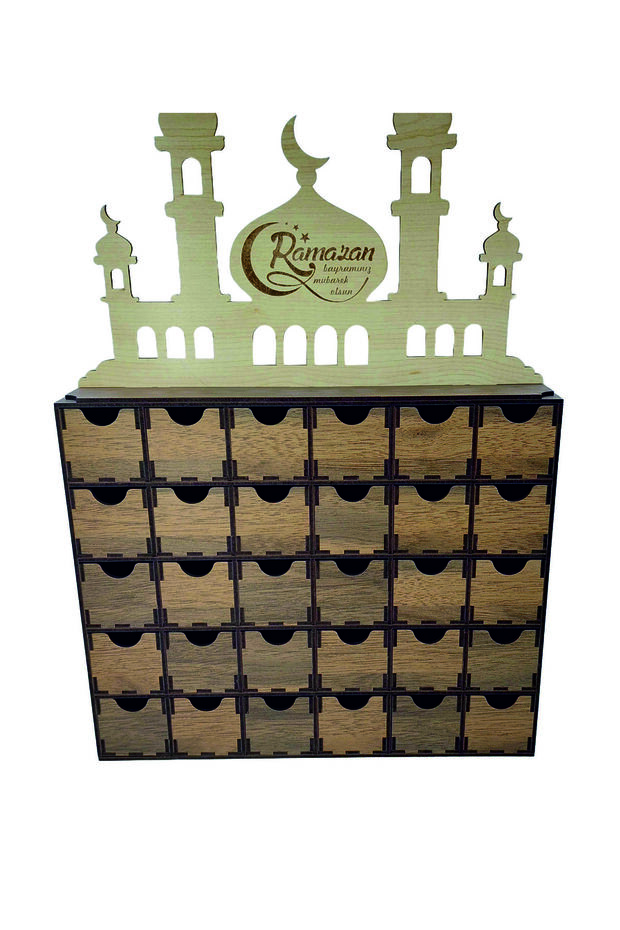 Wooden Ramadan Special for Children (Let Your Ramadan Eid Be Blessed) Surprise Gift Box with Drawers