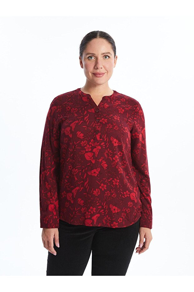 Lcw Grace Printed Collar Patterned Women's Blouse (W4)