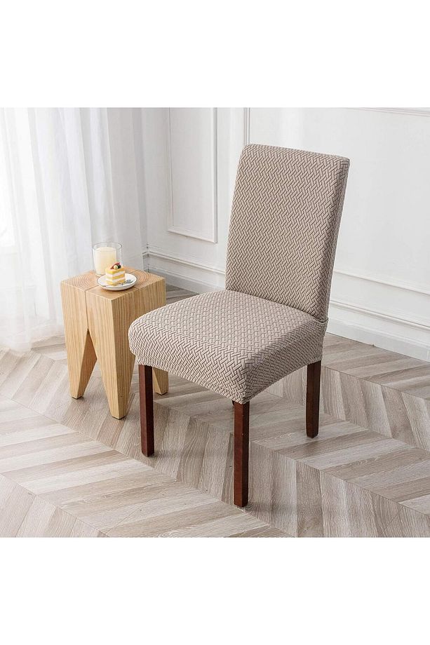 Tuğla Desen Kaliteli Sandalye Kılıfı, Sandalye Örtüsü, Lastikli, Likralı 1 Adet Vizon Renk - 4