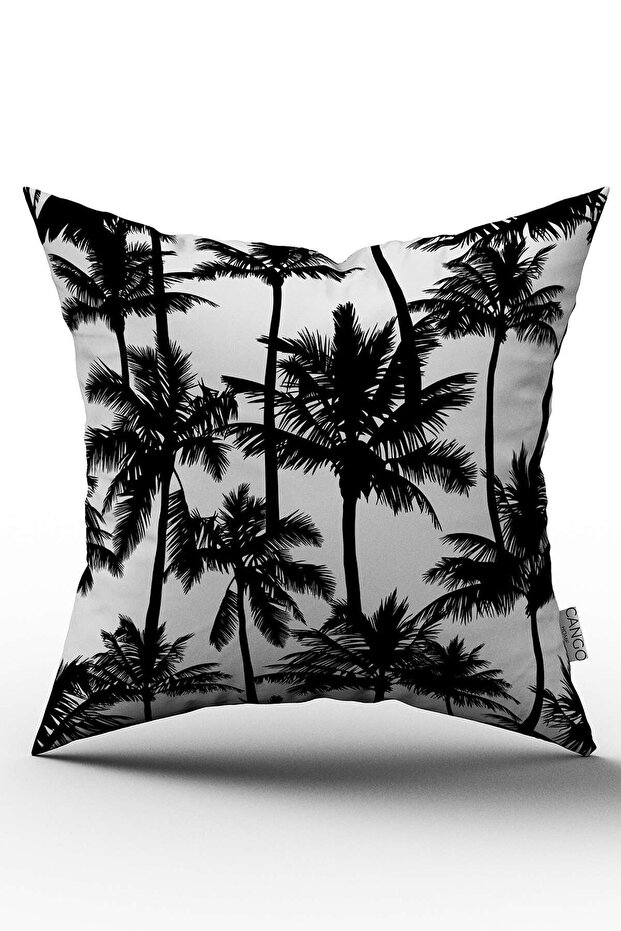 White Black Double Sided Palm Pattern Throw Pillow Cover - Otyk806-Ct