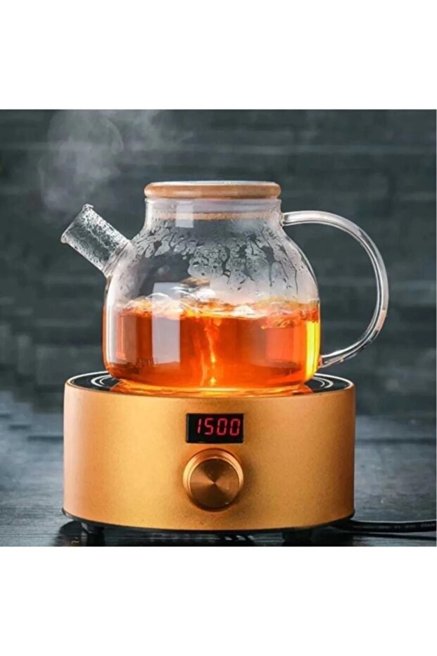 900 ml Heat Resistant Glass Herbal Tea Pot with Bamboo Lid Glass Jug