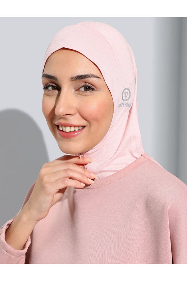 Fermuarlı Tesettür Bone - Pudra - 5