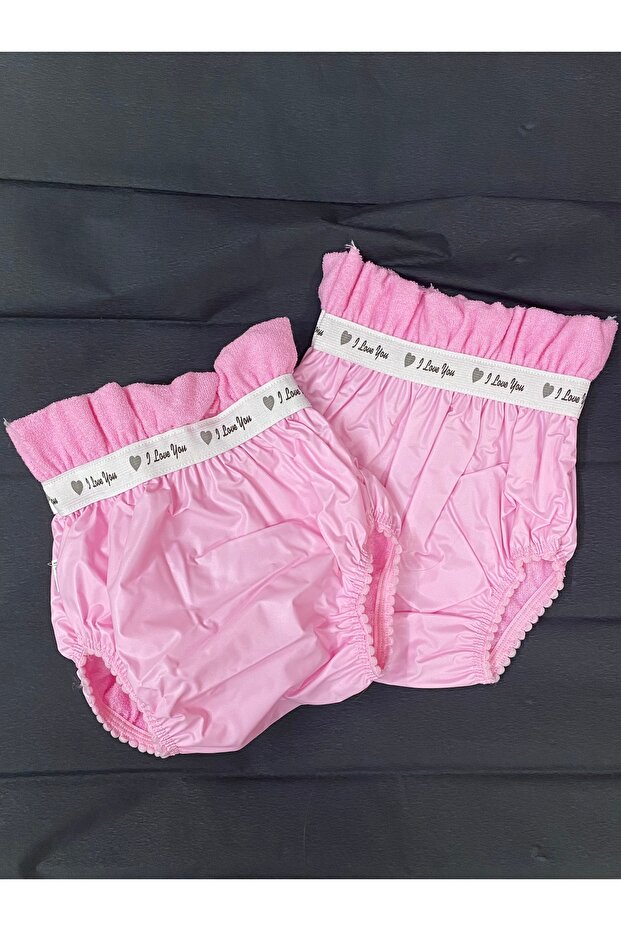 2-Piece Girls' Training Underwear Love You Printed Training Underwear - Pink