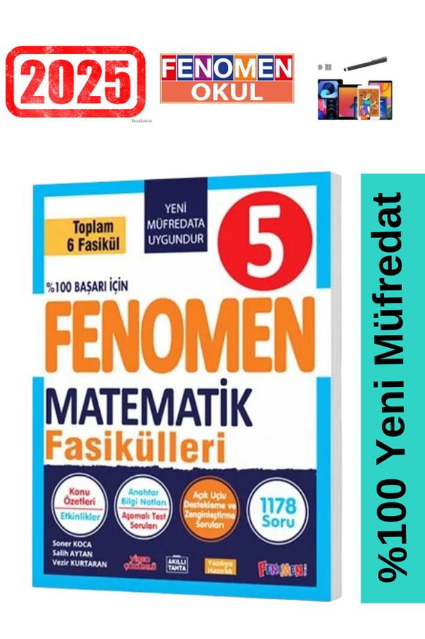 2025 5.Sınıf Matematik Fasikül Konu Özetli Soru Bankası 6 Fasikül 1178 Soru Yeni Müfredat+Kalem - 2